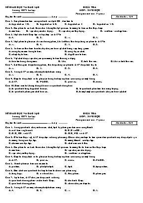 Bộ đề kiểm tra 15 phút môn Sinh học Lớp 10 - Trường THPT Lê Lợi